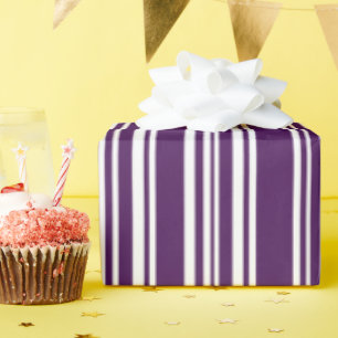 Modern Mixed Purple and White Stripes Wrapping Paper
