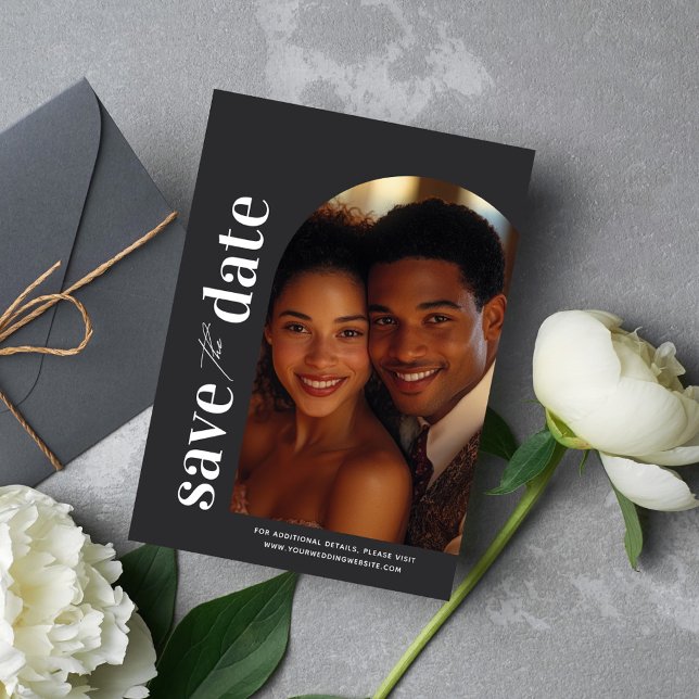 Modern Mnimalist Arch Photo Save the Date Cards (Creator Uploaded)