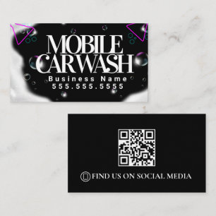 Modern Mobile Car Wash Vehicle Detailing QR Code Business Card