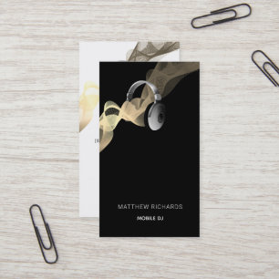 Modern Mobile DJ Black Gold Headphones Business Card