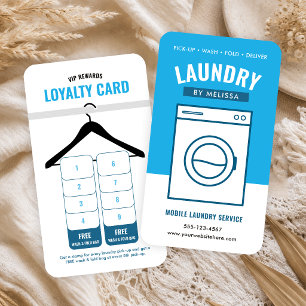 Modern Mobile Laundry Service Washer Blue & White Loyalty Card