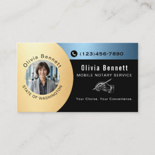 Modern Mobile Notary Gold Seal Portrait Business Card