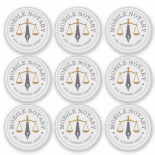 Modern Mobile Notary Logo Stamp Grey Gold 9x