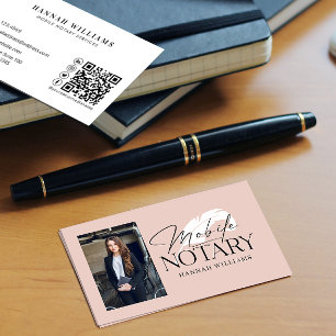 Modern Mobile Notary Photo QR Code  Business Card