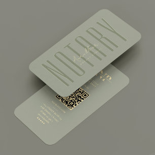 Modern Mobile Notary Public Sage QR Code Business Card