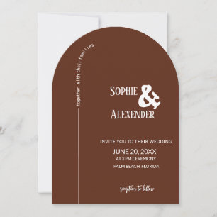 Modern Mocha Brown Arch Wedding Invitation 
