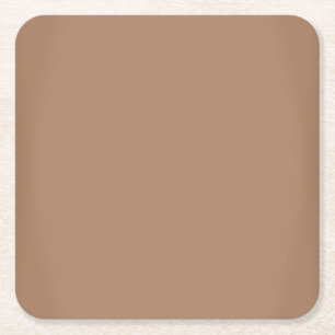 Modern Mocha Brown Customisable Square Paper Coaster