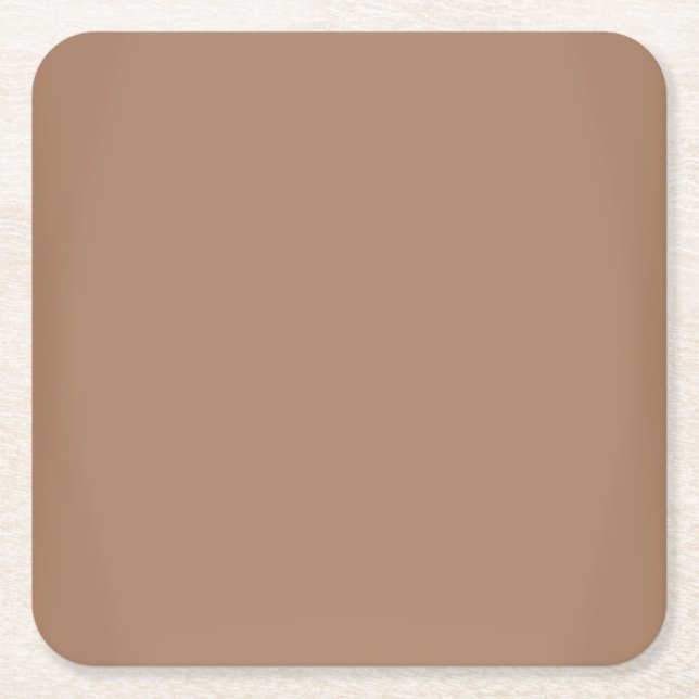 Modern Mocha Brown Customisable Square Paper Coaster (Front)