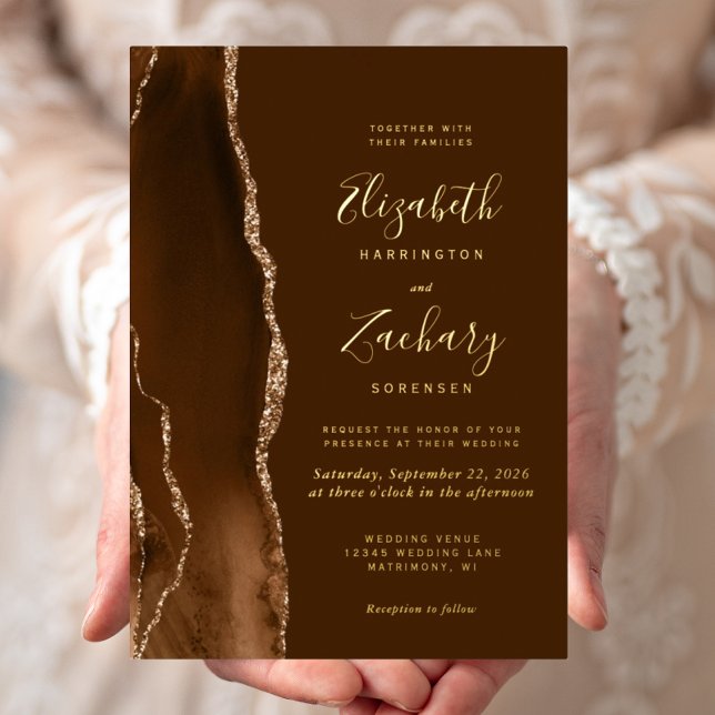 Modern Mocha Gold Agate Brown Wedding (Creator Uploaded)