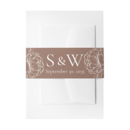 Modern Mocha Mousse Boho Floral Minimal Wedding Invitation Belly Band