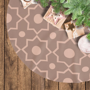 Modern Mocha Mousse Dusty Pink Geometric Shape  Brushed Polyester Tree Skirt