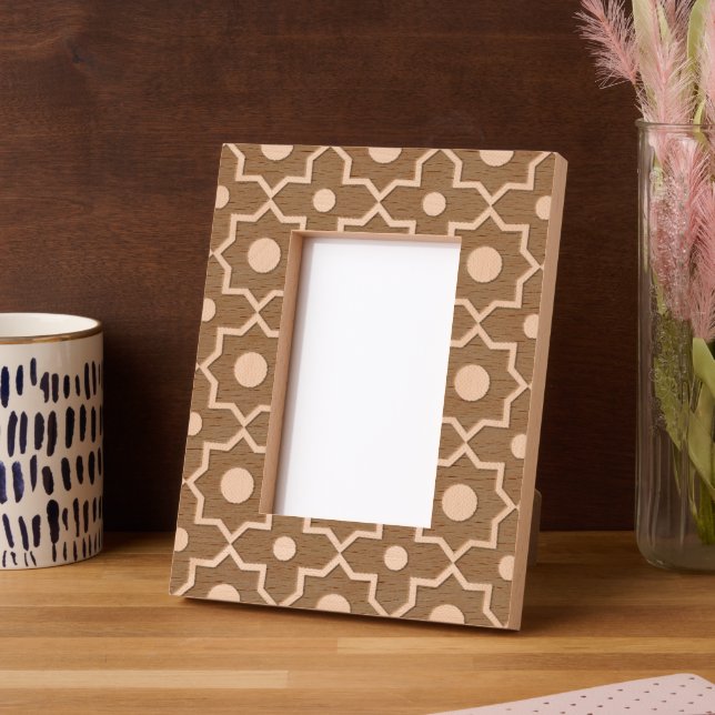 Modern Mocha Mousse Dusty Pink Geometric Shape  Etched Frames (Left)