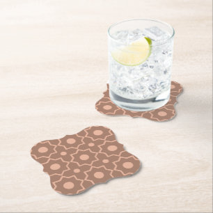 Modern Mocha Mousse Dusty Pink Geometric Shape Paper Coaster