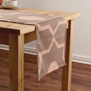 Modern Mocha Mousse Dusty Pink Geometric Shape Short Table Runner