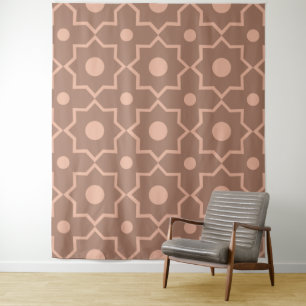 Modern Mocha Mousse Dusty Pink Geometric Shape Tapestry