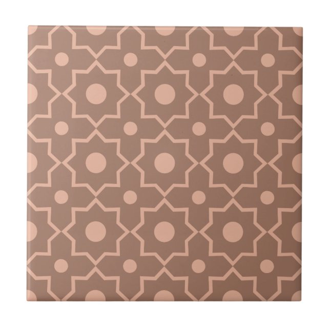 Modern Mocha Mousse Dusty Pink Geometric Shape  Tile (Front)