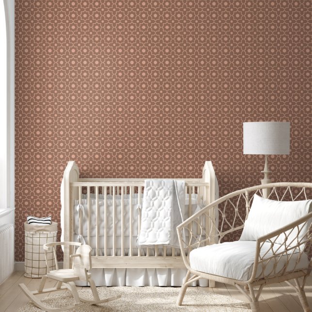 Modern Mocha Mousse Dusty Pink Geometric Shape  Wallpaper (Kids)