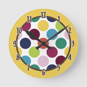 Modern Mod Colourful Polka Dot Clock