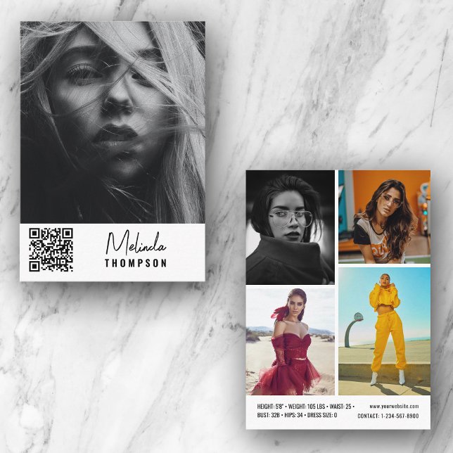 Modern Modelling Comp Card 5 Photo QR Code White (Creator Uploaded)