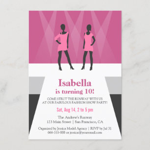 Modern Models Runway Fashion Show Birthday Party Invitation
