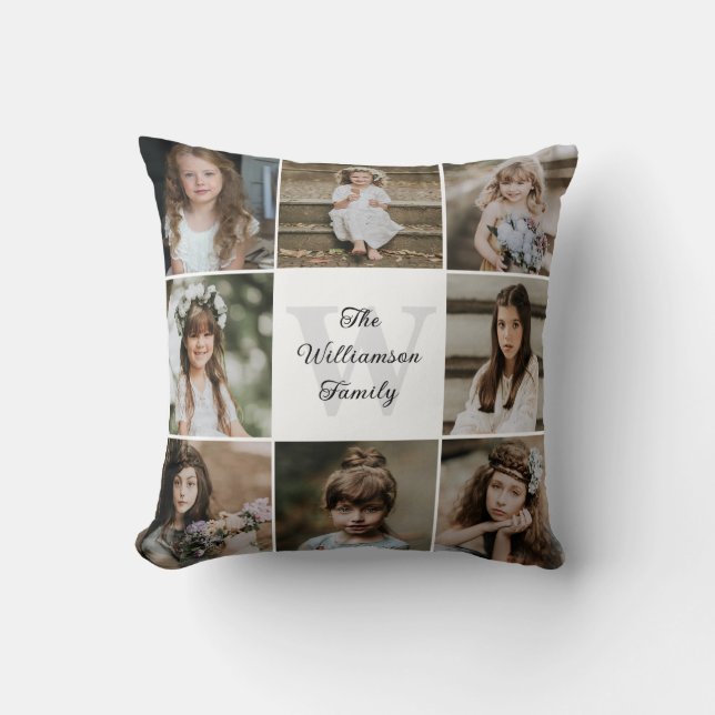 Modern Modern Family 8 Photo Collage Cushion (Front)