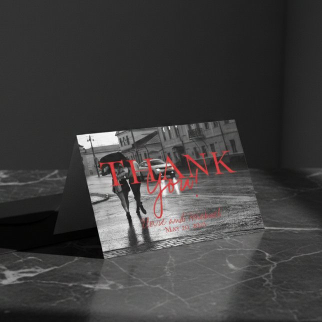 Modern Modern Handwritten Wedding Photo Thank You Card (Modern Modern Handwritten Wedding Photo Thank You)