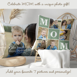 Modern MOM Custom Cute 7 Multi Photo Collage Cushion