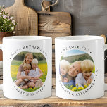 Modern MOM Customised 2 Photo Cute Mother's Day Coffee Mug<br><div class="desc">Celebrate Mother's Day in style with our Personalised Mother's Day Mug. This modern yet cute mug is the ideal way to show your mum just how much she means to you. Featuring two round photo templates, it's perfect for adding cherished pictures from the kids, making it a heartfelt keepsake she'll...</div>