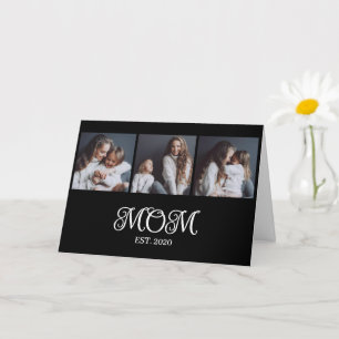Modern Mom Established 3 Photo Mother's Day  Card