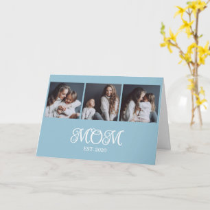 Modern Mom Established 3 Photo Mother's Day Card