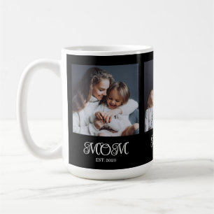 Modern Mom Established Script Black 3 Photo Coffee Mug