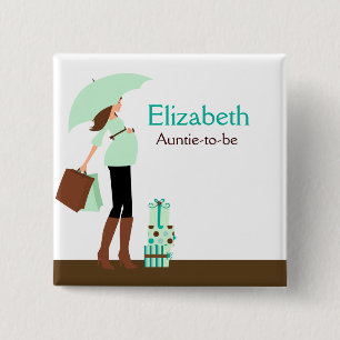 MODERN MOM (GREEN) NAME TAG Custom Button