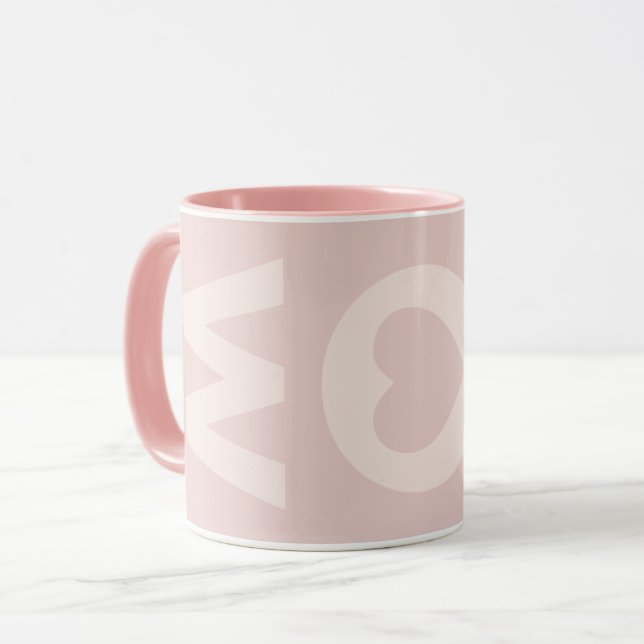 Modern MOM Pink Blush Heart Mother's Day Mug (Front Left)