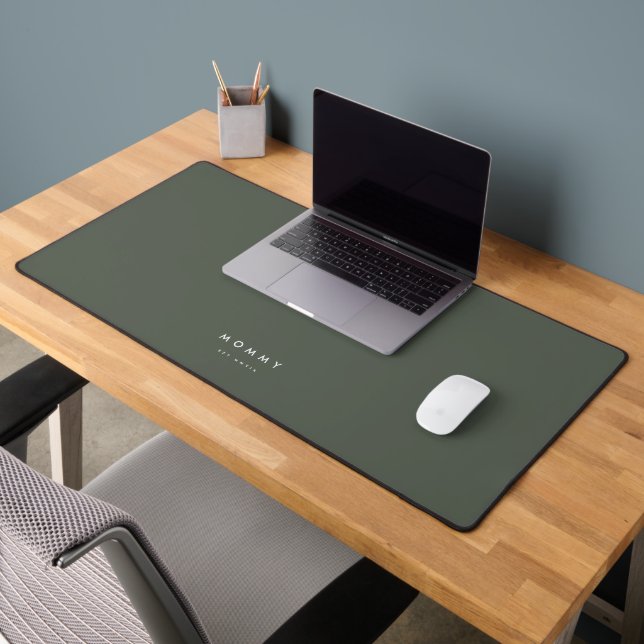 Modern MOMMY Birthday Sage Roman Numerals Green Desk Mat (Office 2)