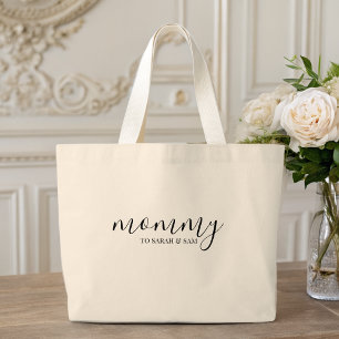 Modern Mommy Kids Names Mother's Day  Large Tote Bag