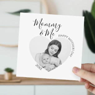 Modern Mommy & Me   Heart Photo Holiday Card