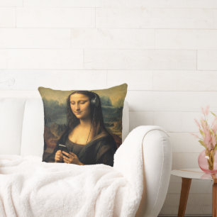 Modern Mona Lisa with Smartphone Cushion