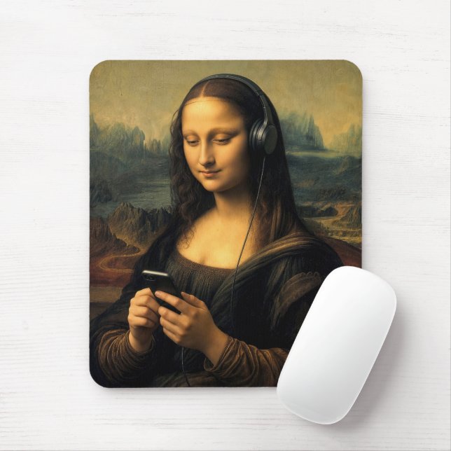 Modern Mona Lisa with Smartphone Mouse Mat (With Mouse)