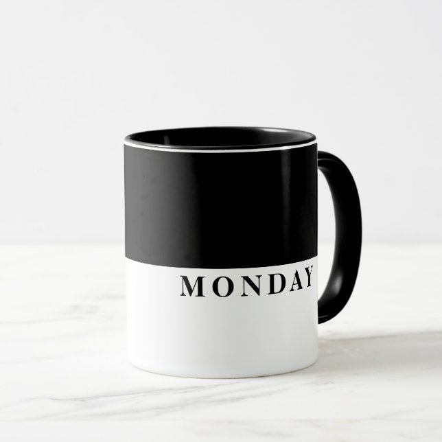 Modern Monday Black Line Funny Quote Mug (Front Right)