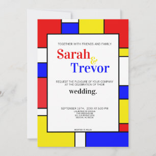 Modern Mondrian Inspired Geometric Art  Invitation