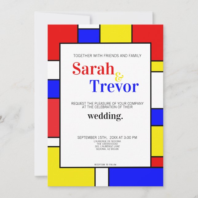 Modern Mondrian Inspired Geometric Art  Invitation (Front)