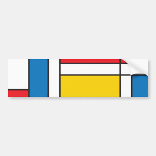 Modern Mondrian Inspired Graphic Pattern Bumper Sticker