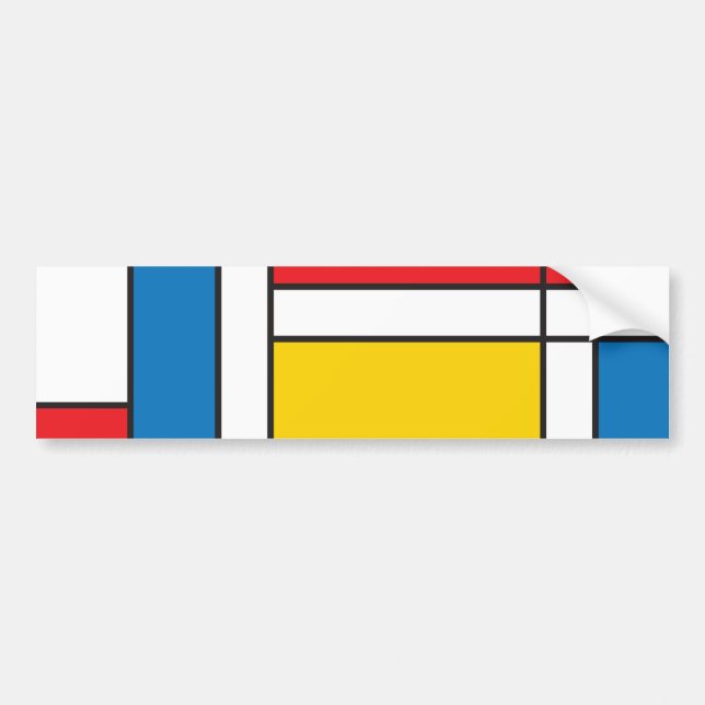 Modern Mondrian Inspired Graphic Pattern Bumper Sticker (Front)