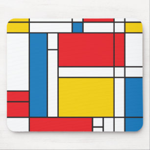 Modern Mondrian Inspired Graphic Pattern Mouse Mat