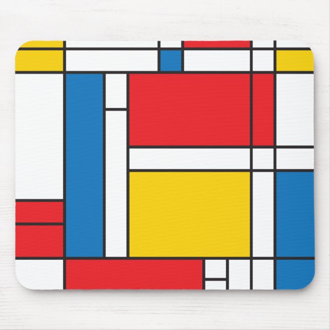 Modern Mondrian Inspired Graphic Pattern Mouse Mat (Front)