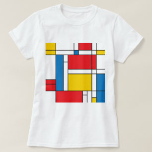 Modern Mondrian Inspired Graphic Pattern T-Shirt