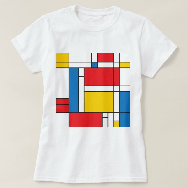 Modern Mondrian Inspired Graphic Pattern T-Shirt (Design Front)