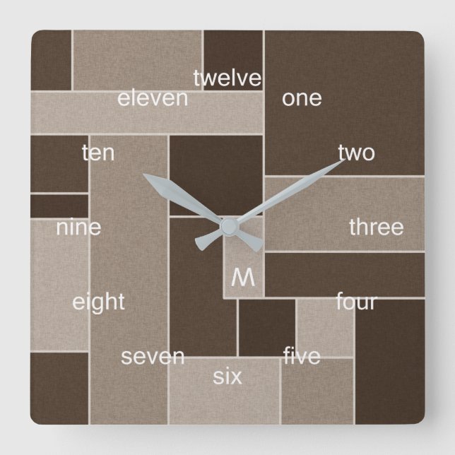 Modern Mondrian Neutrals Square Wall Clock (Front)