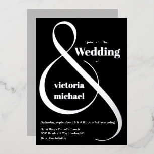Modern Monochromatic Ampersand Foil Invitation