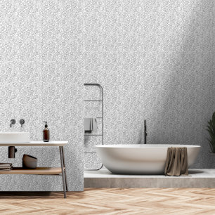 Modern Monochromatic, black and white floral Wallpaper
